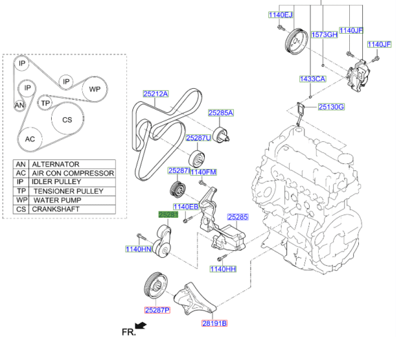 252812F002-600x489-1.png Sportage Auxiliary Belt Tensioner 2011 2021 - Image 1