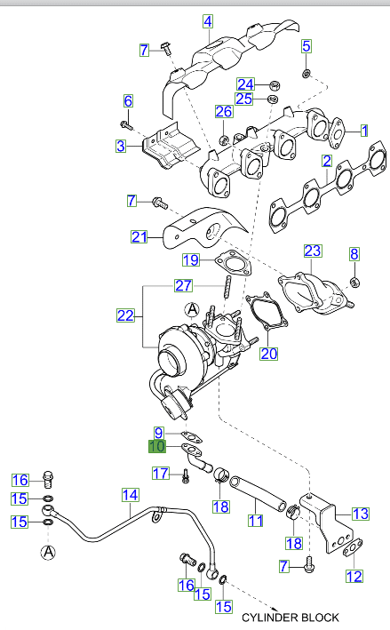 282404A002.png Sorento Turbo Oil Return Pipe and Gasket 2002-2006 - Image 1