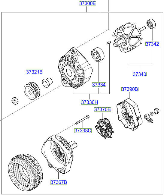 373002A110.png Rio Alternator Assembly 2005-2010 - Image 1