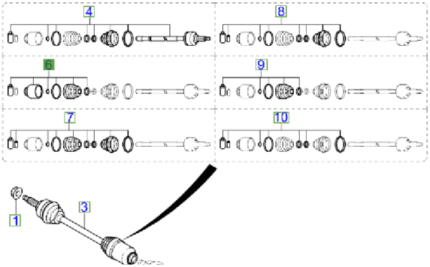 Sorento Off Side Front Drive Shaft Inner Joint Set 2002-2008