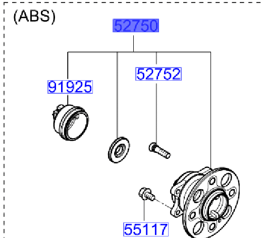527501G101.png Rio Rear Wheel Hub 2005-2011 WITH ABS (Includes Sensor) - Image 1