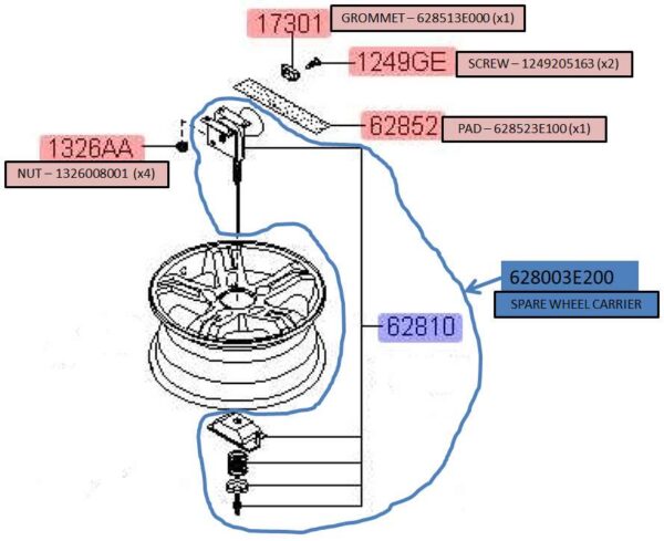 628003E200-600x489-1.jpg Sorento Spare Wheel Carrier 2002-2010 - Image 1