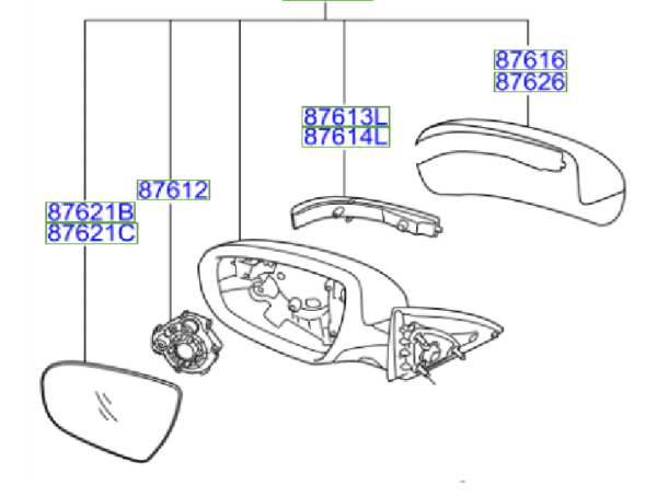 876202T960-600x453-1.png Optima Off Side Front Mirror Assembly 2013-2015 UNPAINTED WITH Indicator Side Repeater Light - Image 1