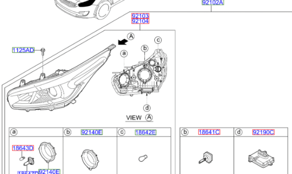 92101A2250-600x359-1.png Kia Ceed 2012-2015 LH Headlamp - Image 1