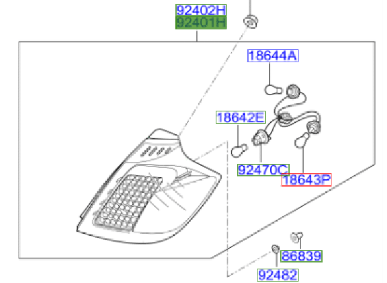 924011H360.png Ceed Sportswagon Near Side Rear Lower Light Assembly 2009-2012 - Image 1