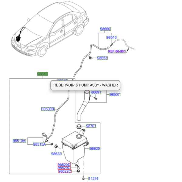 986101G101-600x600-1.png Rio Washer Bottle Assembly 2007-2011 - Image 1