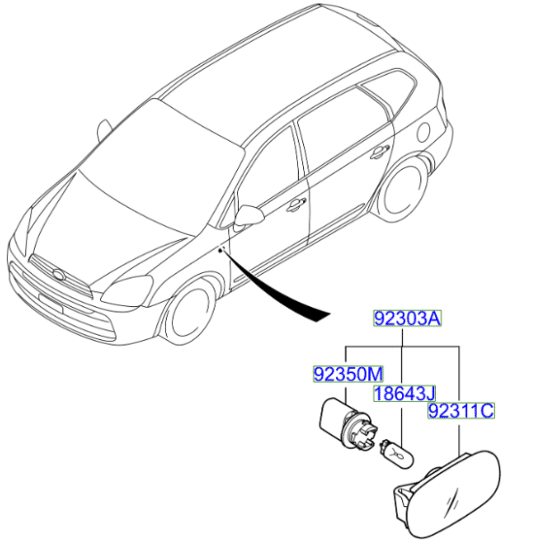 Carens-indicator-1-600x606-1.png Kia Caren 2006-2012 Side Indicator - Image 1