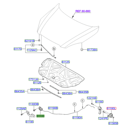 Kia Ceed 2006-2012 Bonnet Release Latch