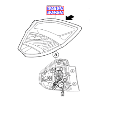Kia Ceed 2012-2015 Offside Rear Outer Light Assembly LED