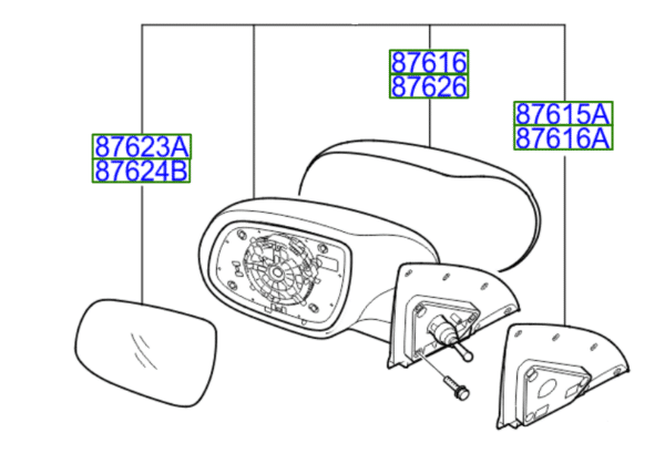 mirror-7-600x419-1.png Kia Sedona 2006-2012 Nearside Wing Mirror Complete - Image 1